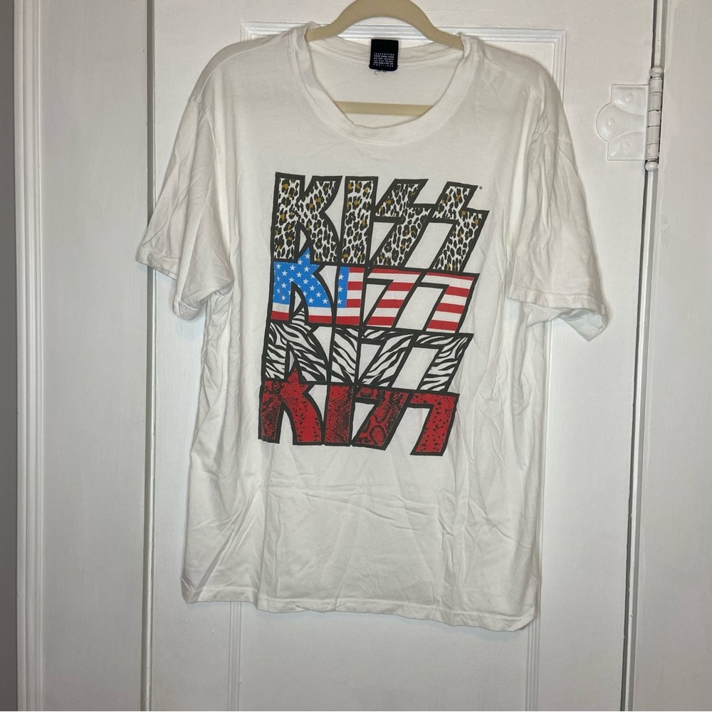 Day Rock Band Kiss Animal Print Cotton Band Tee Size Large